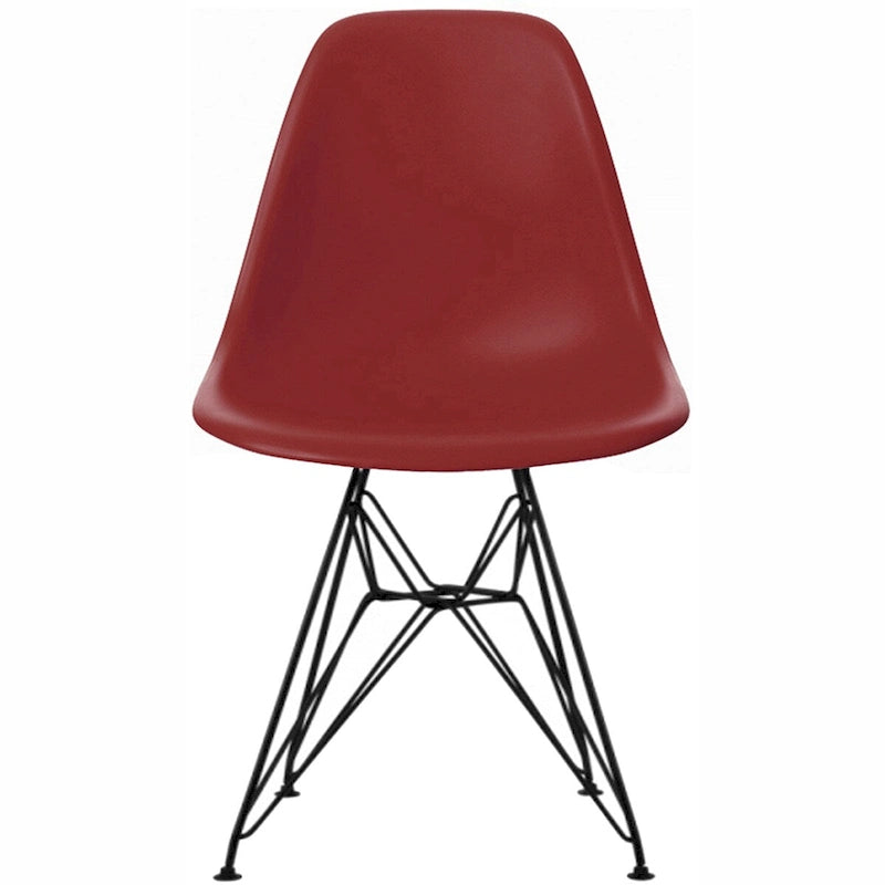 Modern Molded Plastic Dining Chair with Eiffel Wire Legs