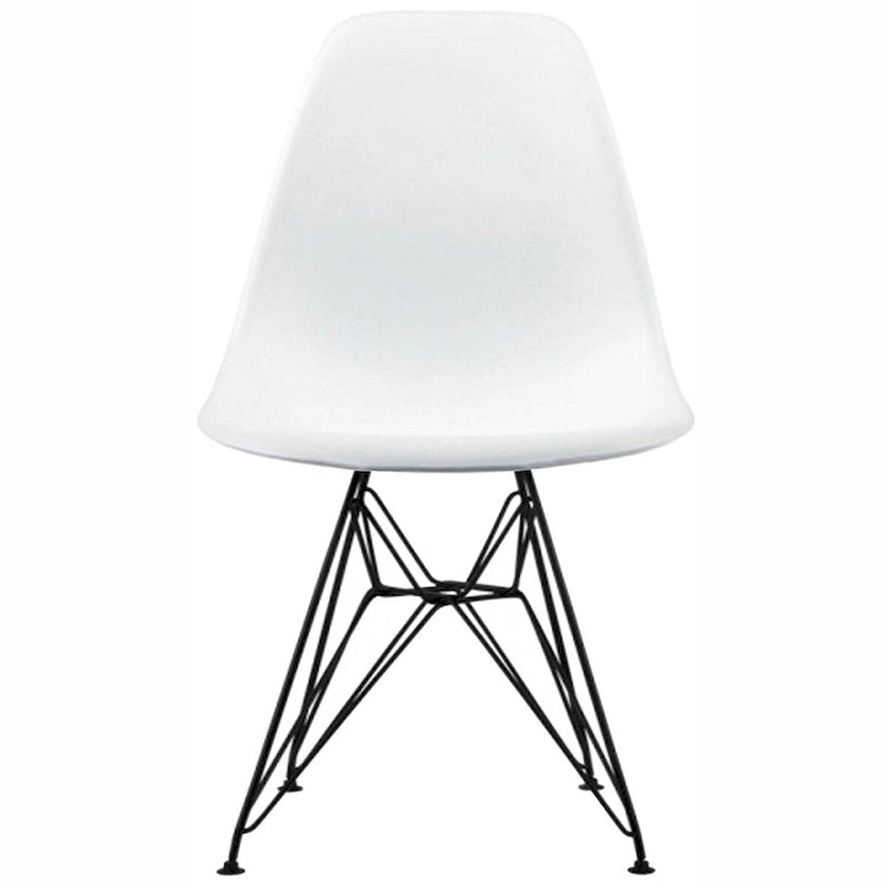 Modern Molded Plastic Dining Chair with Eiffel Wire Legs