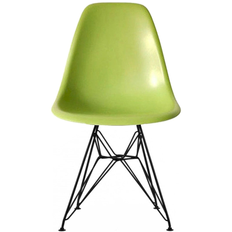 Modern Molded Plastic Dining Chair with Eiffel Wire Legs