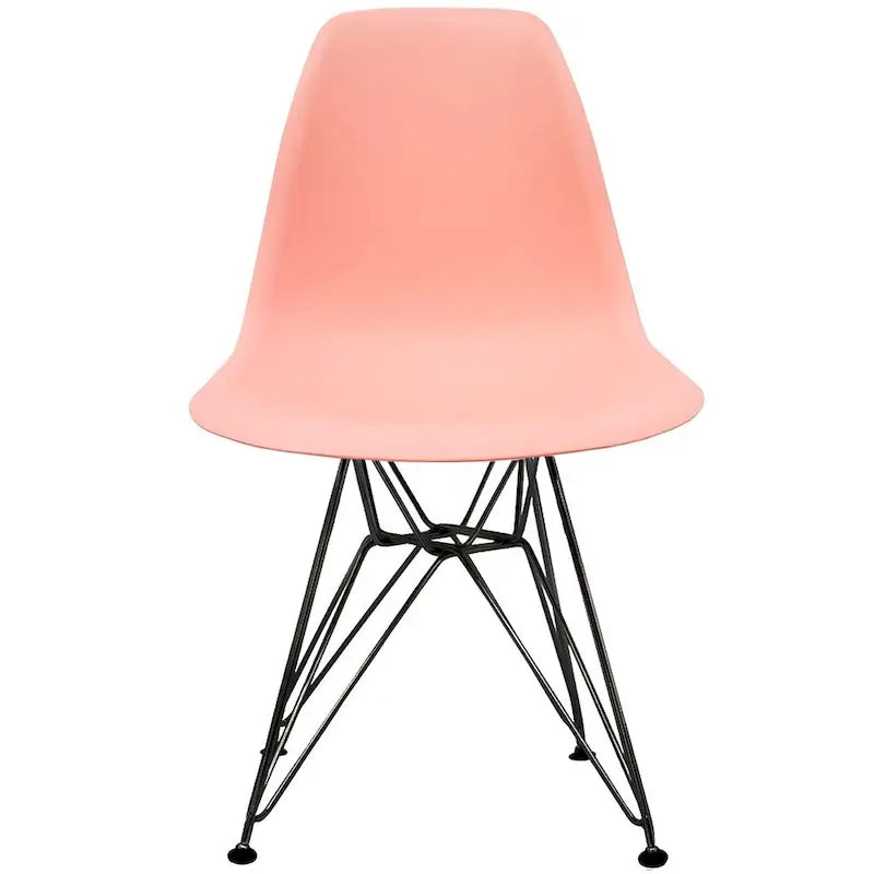Modern Molded Plastic Dining Chair with Eiffel Wire Legs