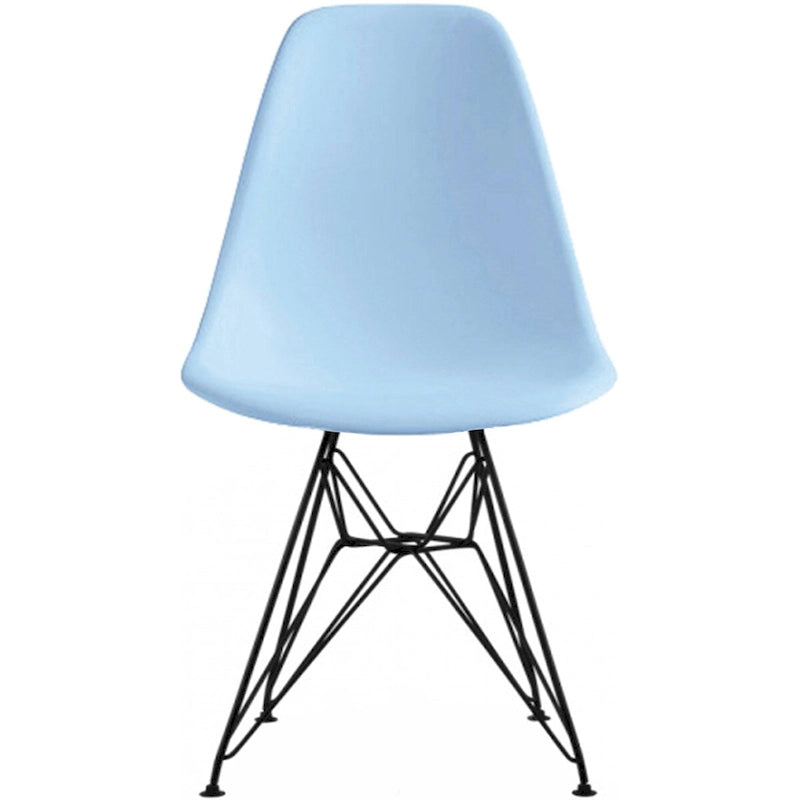 Modern Molded Plastic Dining Chair with Eiffel Wire Legs