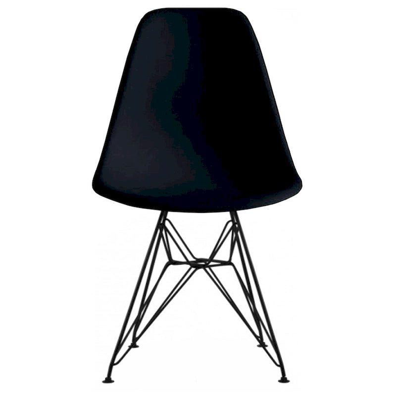 Modern Molded Plastic Dining Chair with Eiffel Wire Legs