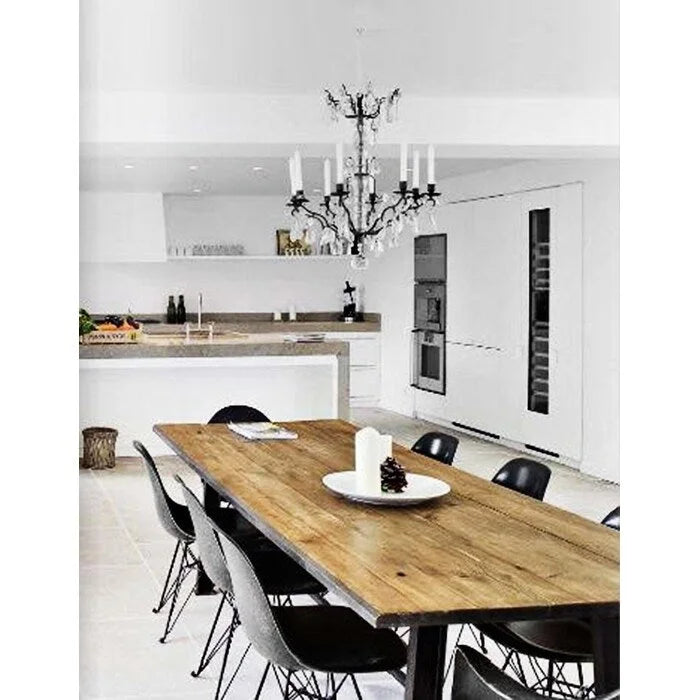 Sedia da pranzo moderna in plastica stampata con gambe in filo metallico Eiffel