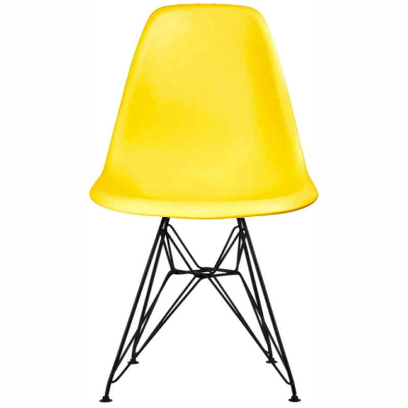 Sedia da pranzo moderna in plastica stampata con gambe in filo metallico Eiffel