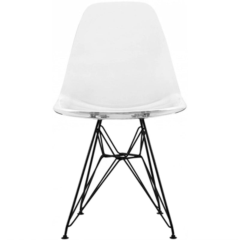 Sedia da pranzo moderna in plastica stampata con gambe in filo metallico Eiffel
