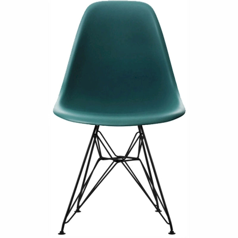 Sedia da pranzo moderna in plastica stampata con gambe in filo metallico Eiffel