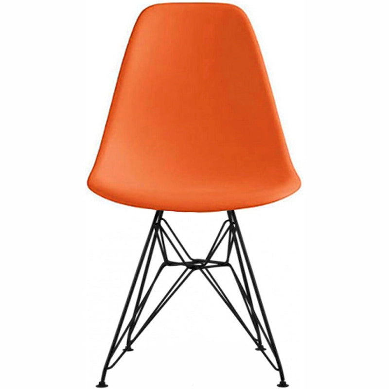 Sedia da pranzo moderna in plastica stampata con gambe in filo metallico Eiffel