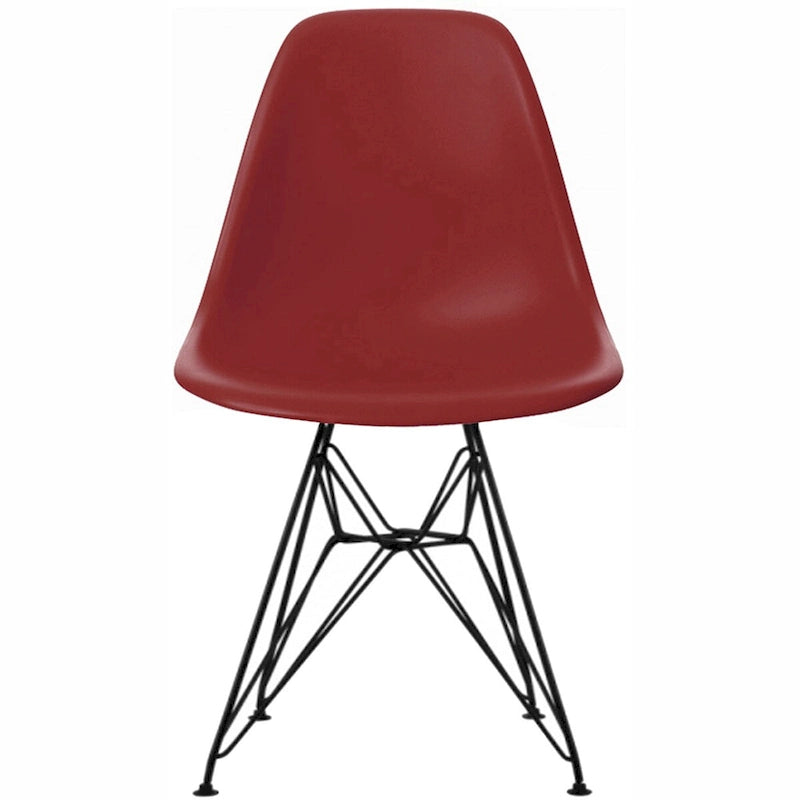 Sedia da pranzo moderna in plastica stampata con gambe in filo metallico Eiffel