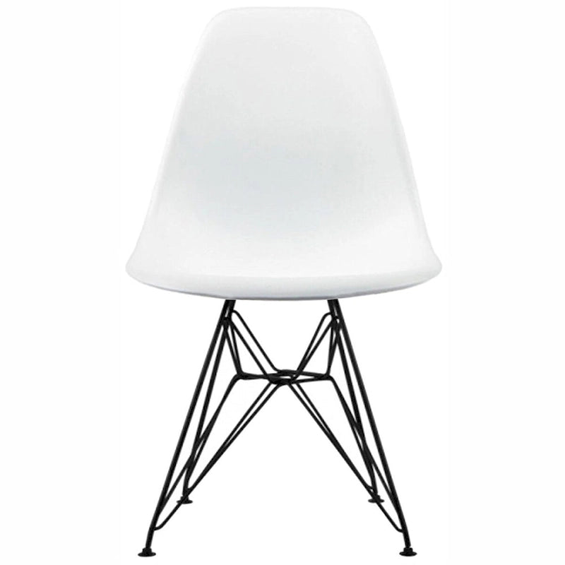 Sedia da pranzo moderna in plastica stampata con gambe in filo metallico Eiffel