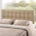 King Size Beige Fabric Upholstered Mid-Century Headboard with Button Tufting