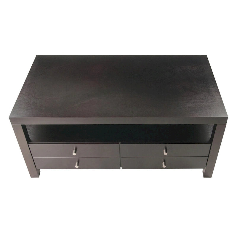 Scandinavian-Style Coffee Table with 2 Drawers and Shelf - Espresso