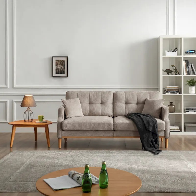 3-Seater Loveseat Sofa with USB Outlet and Button-Tufted Back