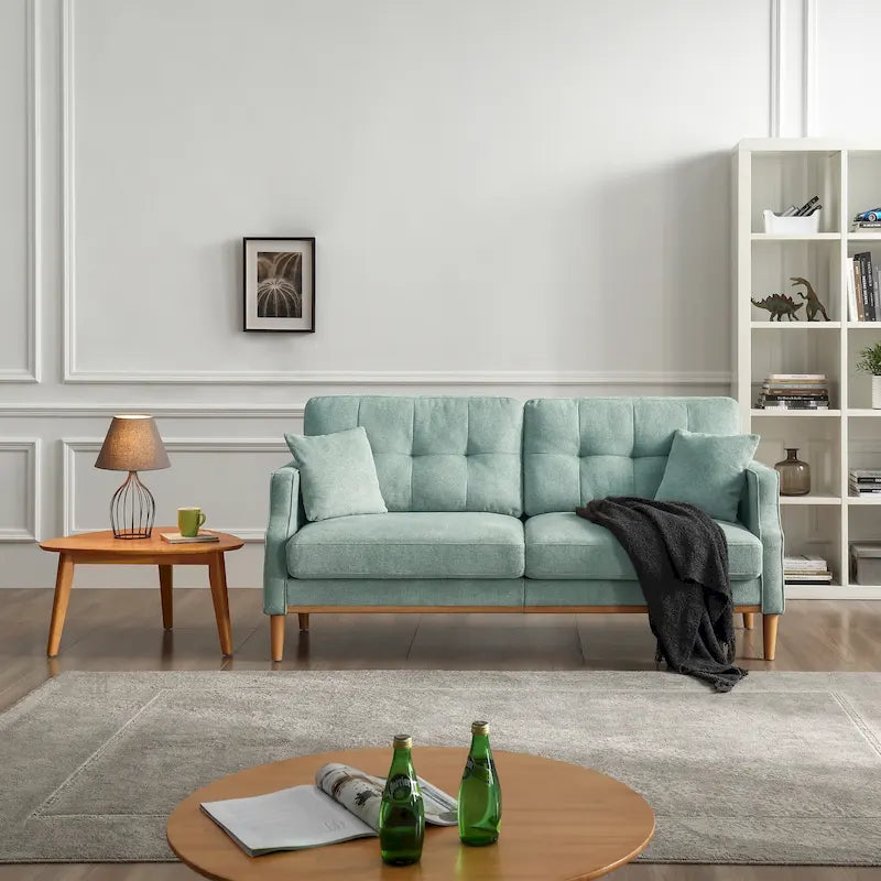 3-Seater Loveseat Sofa with USB Outlet and Button-Tufted Back