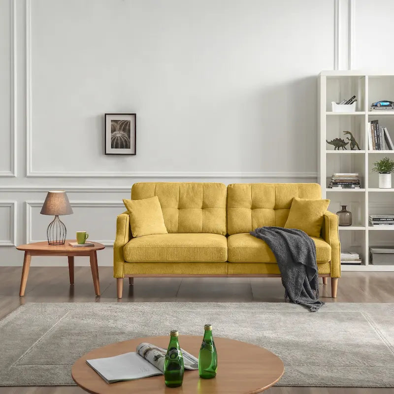 3-Seater Loveseat Sofa with USB Outlet and Button-Tufted Back