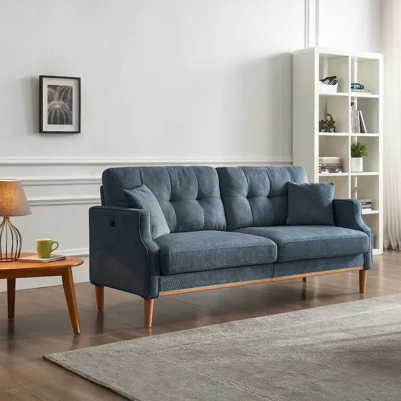 3-Seater Loveseat Sofa with USB Outlet and Button-Tufted Back