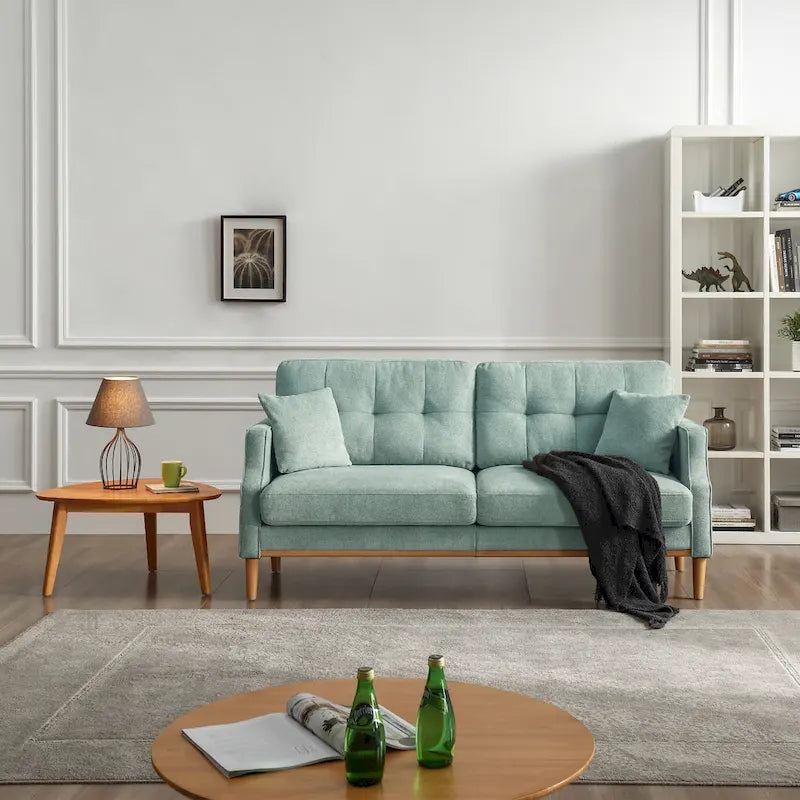 3-Seater Loveseat Sofa with USB Outlet and Button-Tufted Back