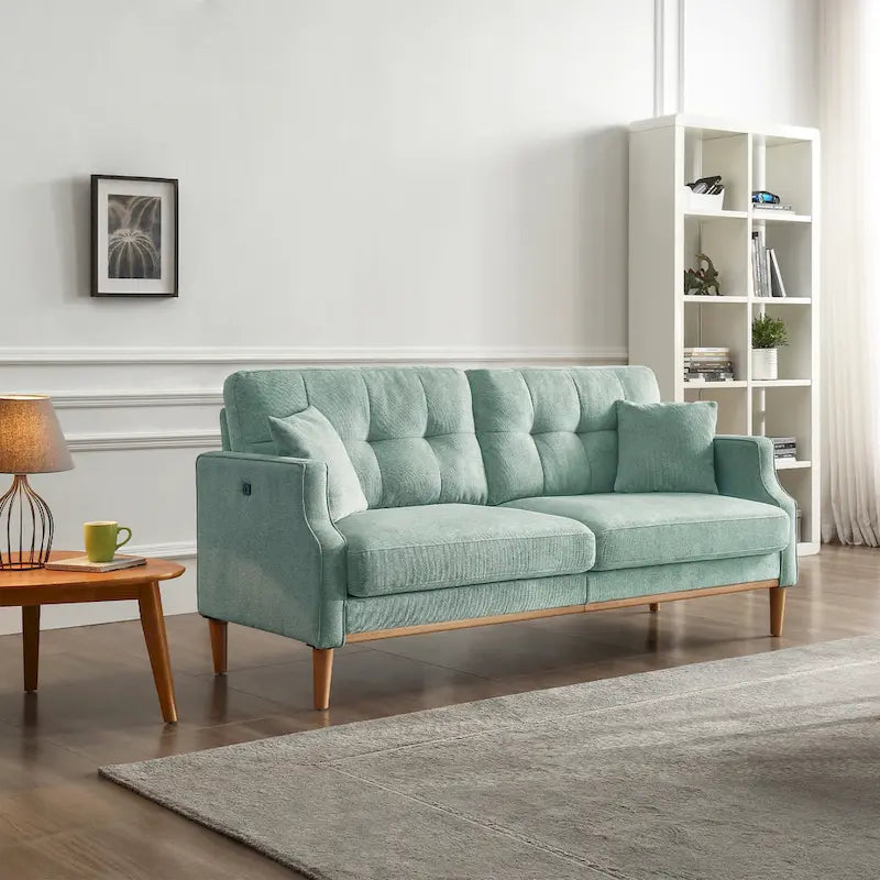3-Seater Loveseat Sofa with USB Outlet and Button-Tufted Back