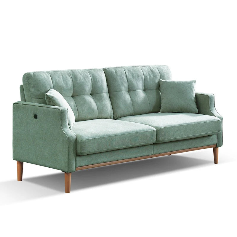 3-Seater Loveseat Sofa with USB Outlet and Button-Tufted Back