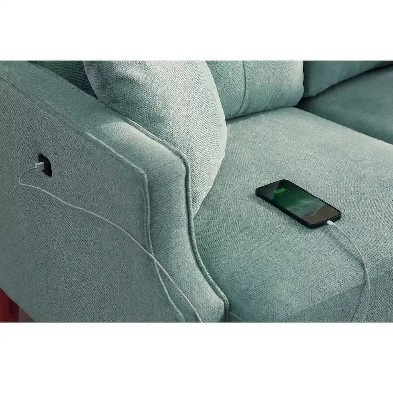 3-Seater Loveseat Sofa with USB Outlet and Button-Tufted Back