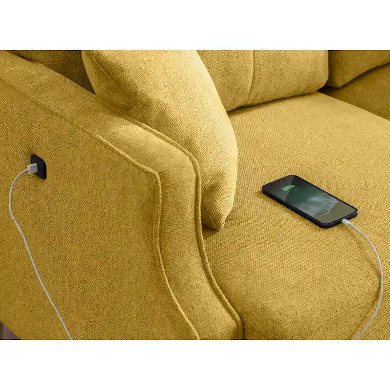 3-Seater Loveseat Sofa with USB Outlet and Button-Tufted Back