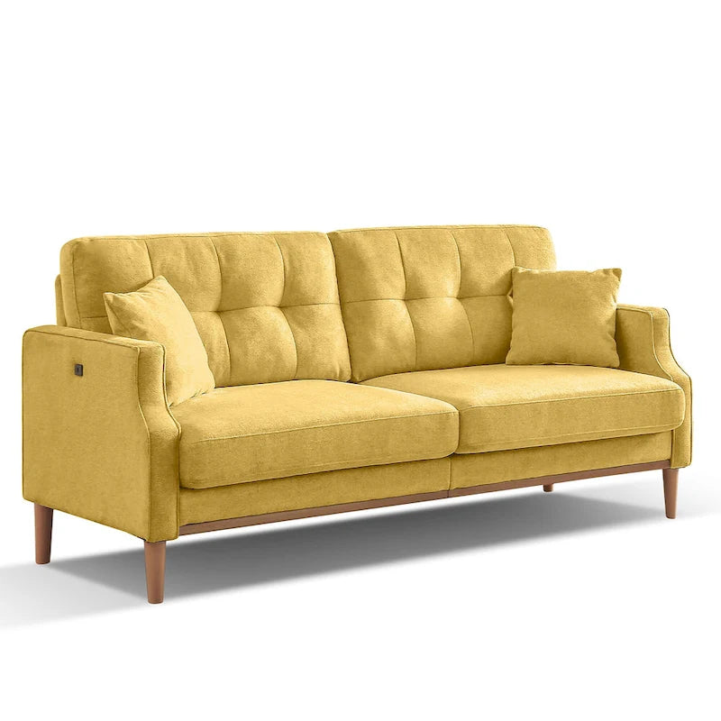 3-Seater Loveseat Sofa with USB Outlet and Button-Tufted Back