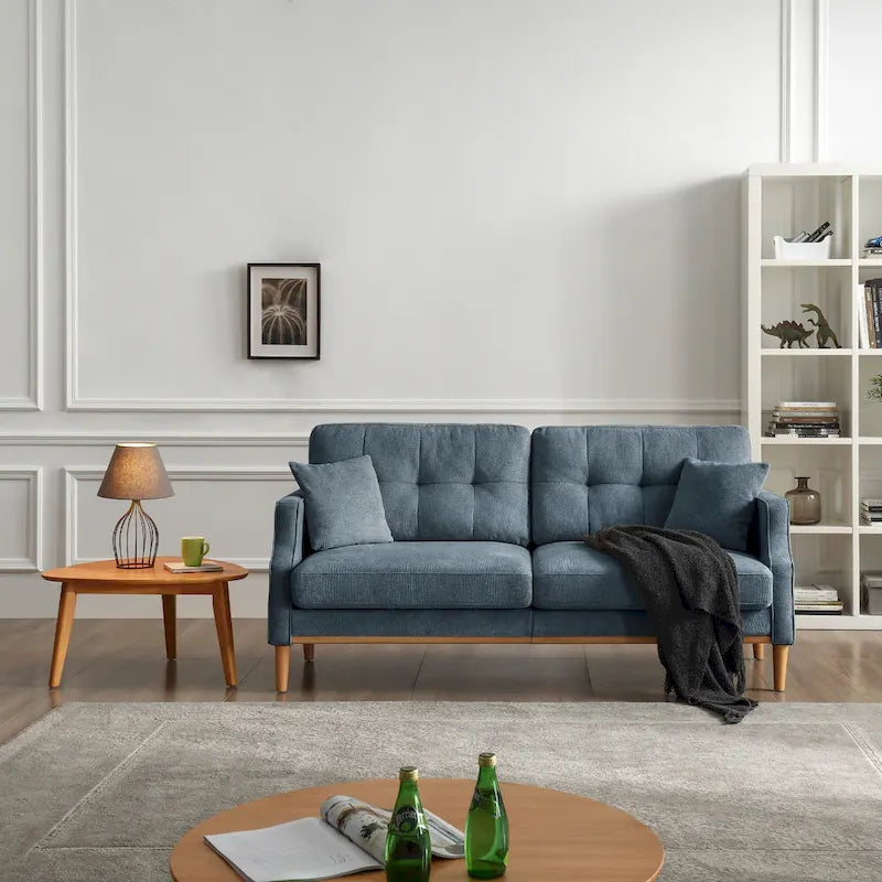 3-Seater Loveseat Sofa with USB Outlet and Button-Tufted Back