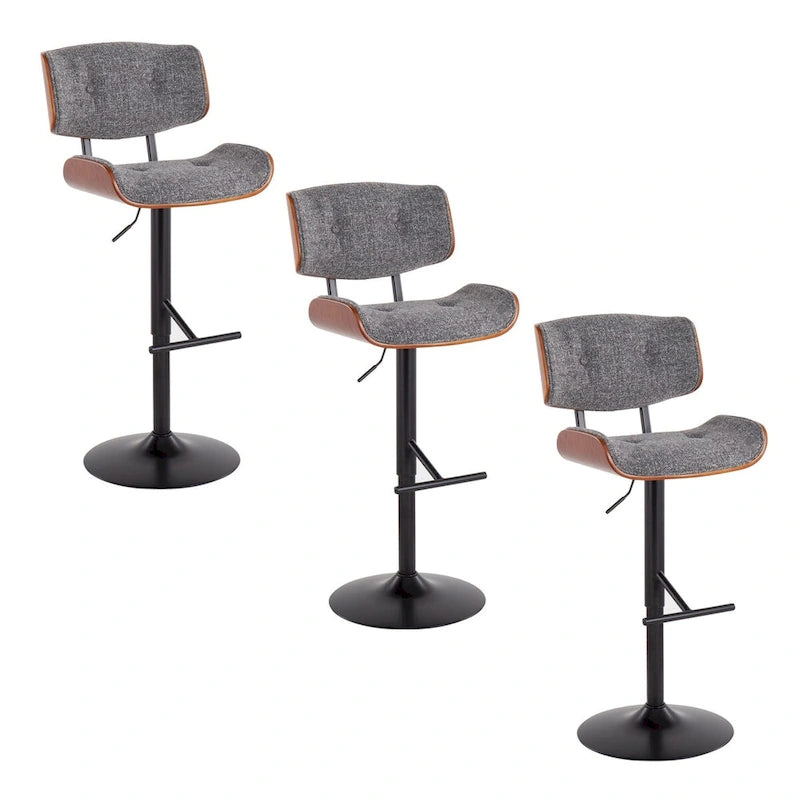 Mid-Century Adjustable Swivel Bar Stools with T Footrest, Set of 3 - 6 Color Options