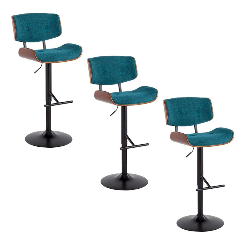 Mid-Century Adjustable Swivel Bar Stools with T Footrest, Set of 3 - 6 Color Options