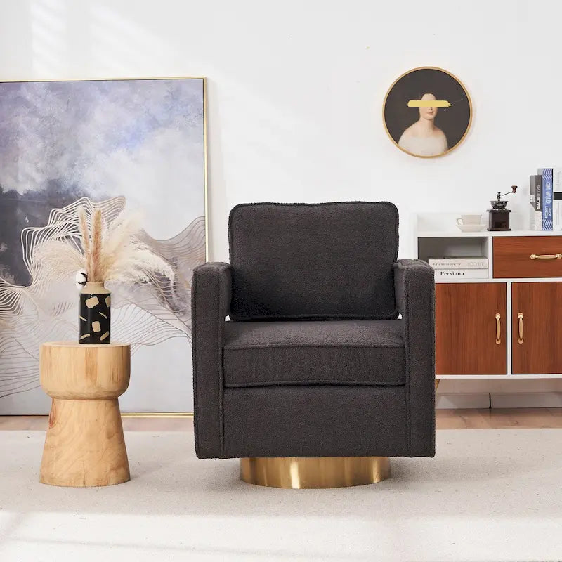 360° Swivel Barrel Chair with Pocket Spring Support and Removable Cushion Cover