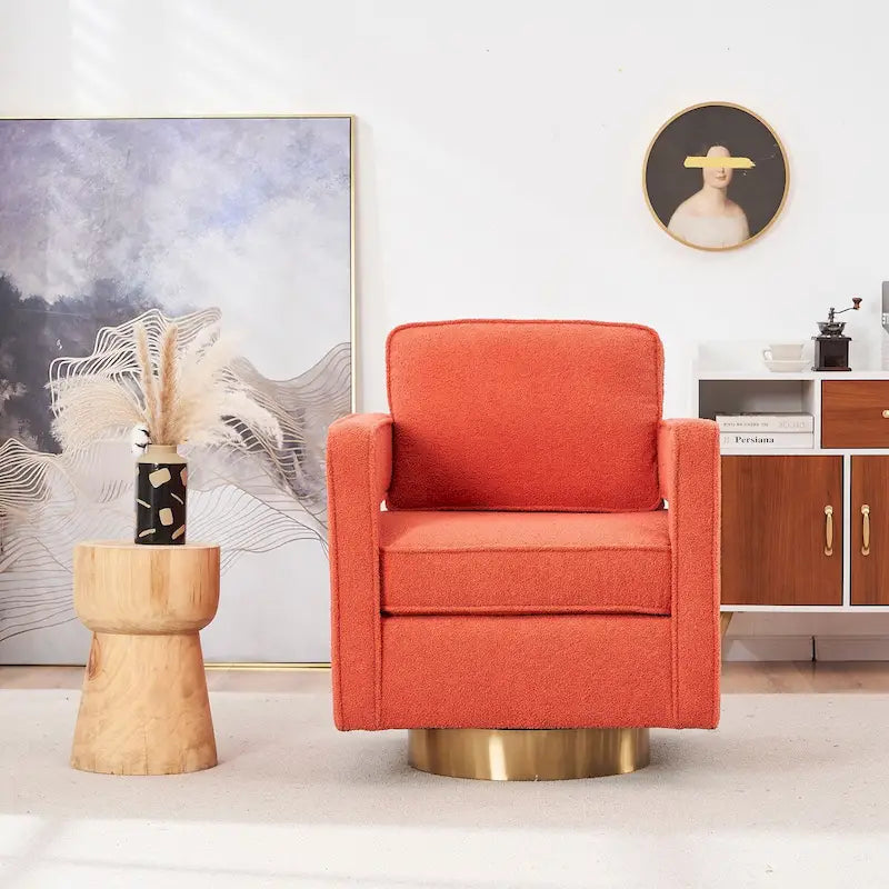 360° Swivel Barrel Chair with Pocket Spring Support and Removable Cushion Cover