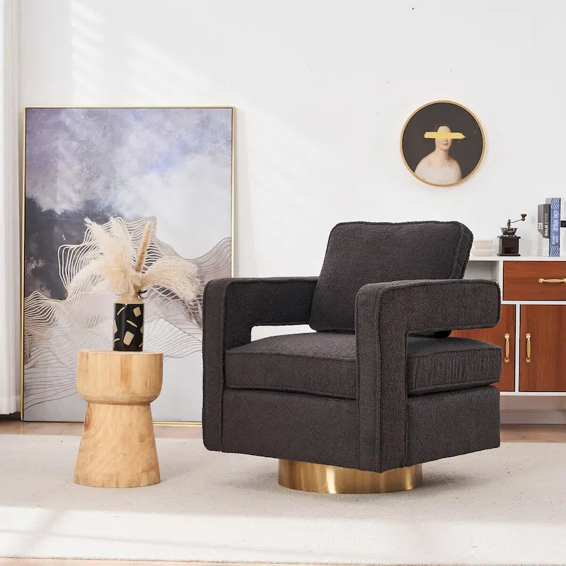 360° Swivel Barrel Chair with Pocket Spring Support and Removable Cushion Cover