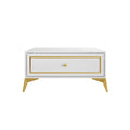 Modern Square Coffee Table with Drawer and Gold Handles - 31.72 in.