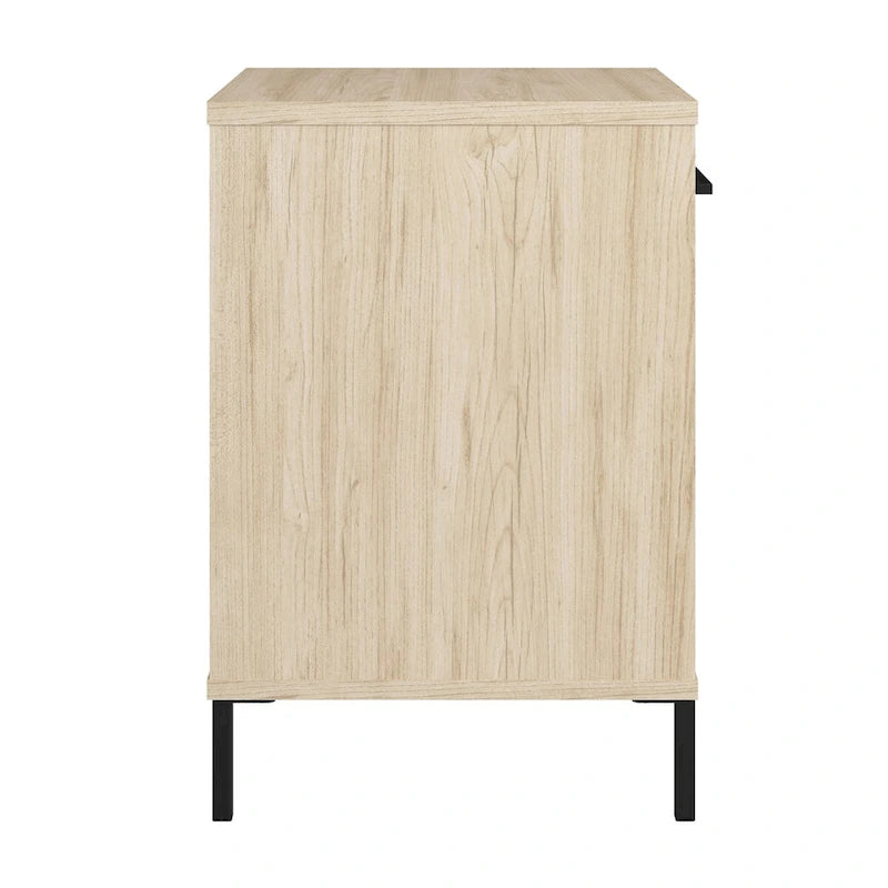 Table d'appoint de salon avec tiroir, étagère fixe et pieds en acier