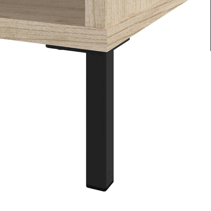Table d'appoint de salon avec tiroir, étagère fixe et pieds en acier