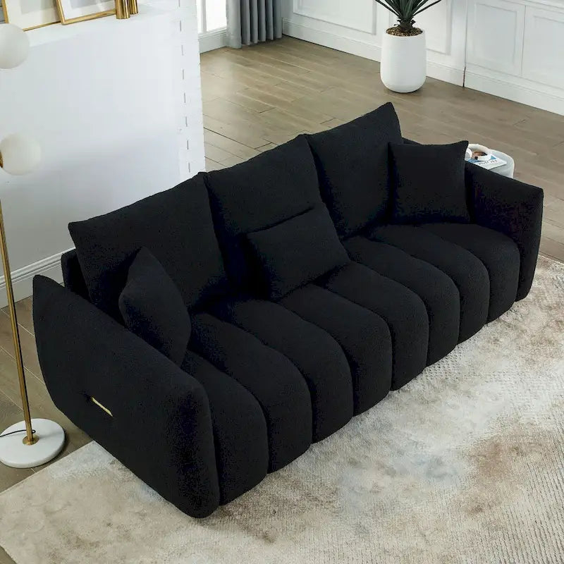 82-inch Teddy Velvet Sofa with Solid Wood Frame and 3 Back Pillows - 750 lb Capacity