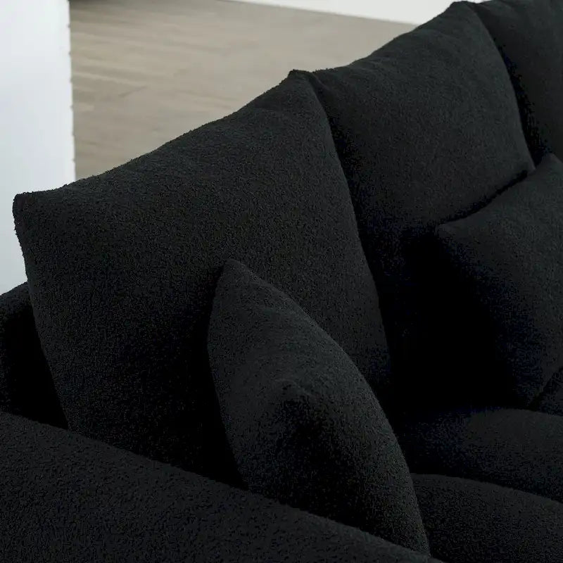 82-inch Teddy Velvet Sofa with Solid Wood Frame and 3 Back Pillows - 750 lb Capacity