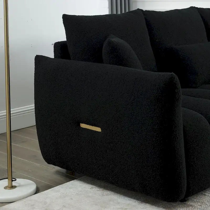 82-inch Teddy Velvet Sofa with Solid Wood Frame and 3 Back Pillows - 750 lb Capacity