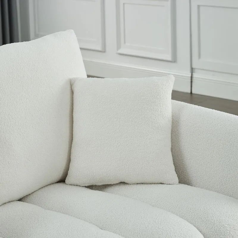 82-inch Teddy Velvet Sofa with Solid Wood Frame and 3 Back Pillows - 750 lb Capacity