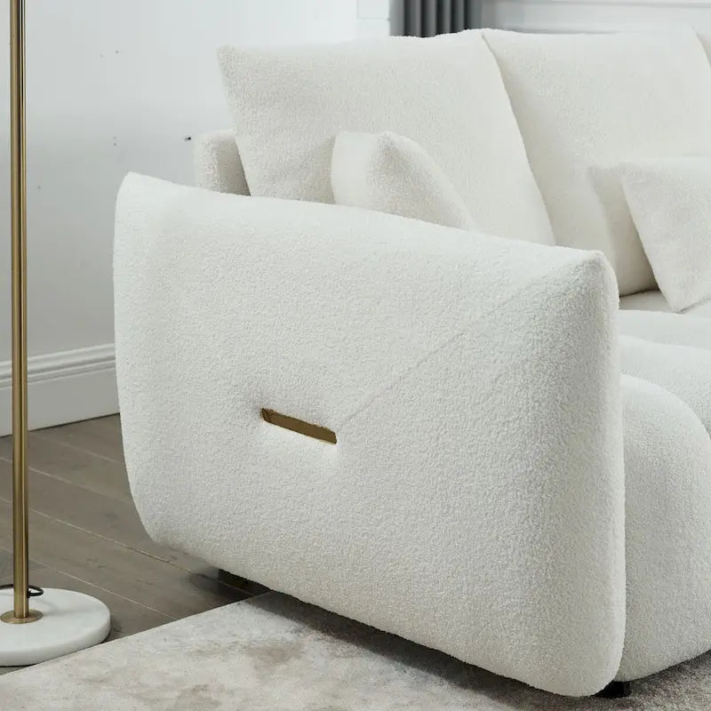 82-inch Teddy Velvet Sofa with Solid Wood Frame and 3 Back Pillows - 750 lb Capacity