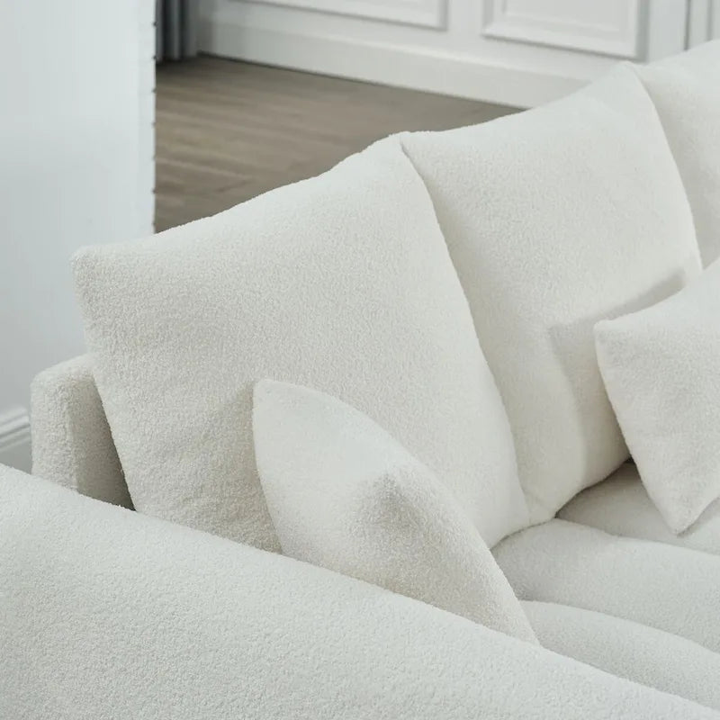 82-inch Teddy Velvet Sofa with Solid Wood Frame and 3 Back Pillows - 750 lb Capacity