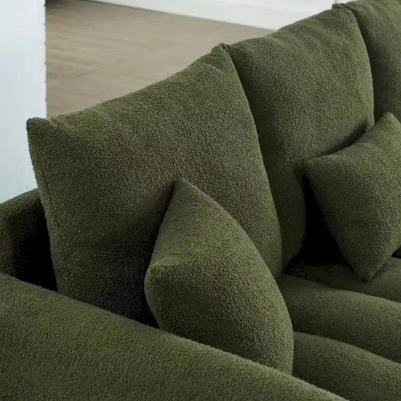 82-inch Teddy Velvet Sofa with Solid Wood Frame and 3 Back Pillows - 750 lb Capacity