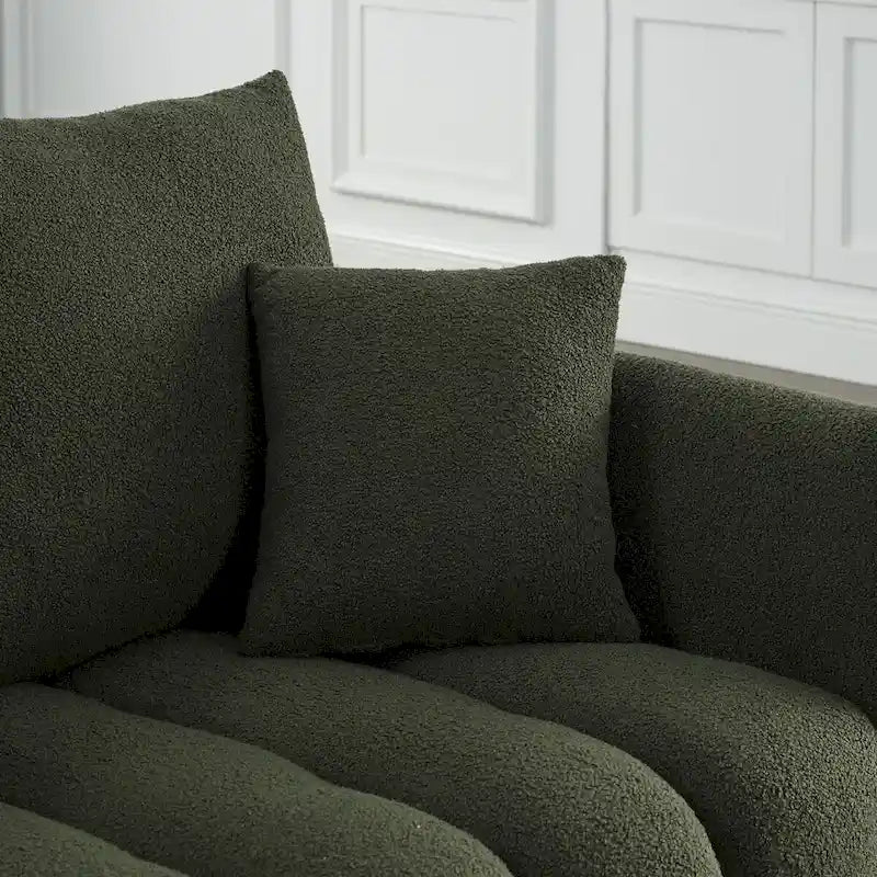 82-inch Teddy Velvet Sofa with Solid Wood Frame and 3 Back Pillows - 750 lb Capacity