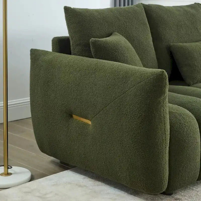 82-inch Teddy Velvet Sofa with Solid Wood Frame and 3 Back Pillows - 750 lb Capacity