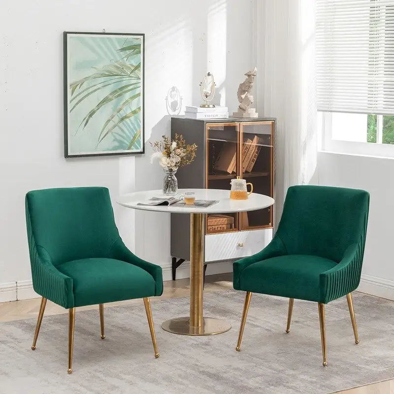 Ensemble de 8 chaises de salle à manger glamour en velours capitonné avec pieds en métal doré - capacité de 250 lb