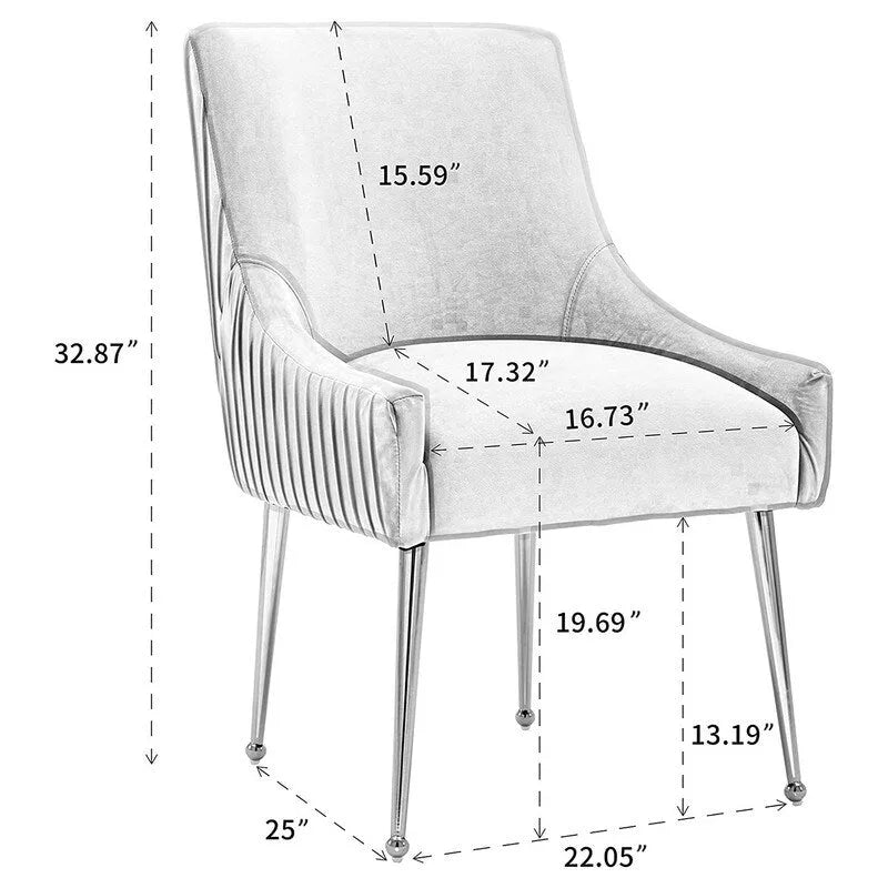 Ensemble de 8 chaises de salle à manger glamour en velours capitonné avec pieds en métal doré - capacité de 250 lb