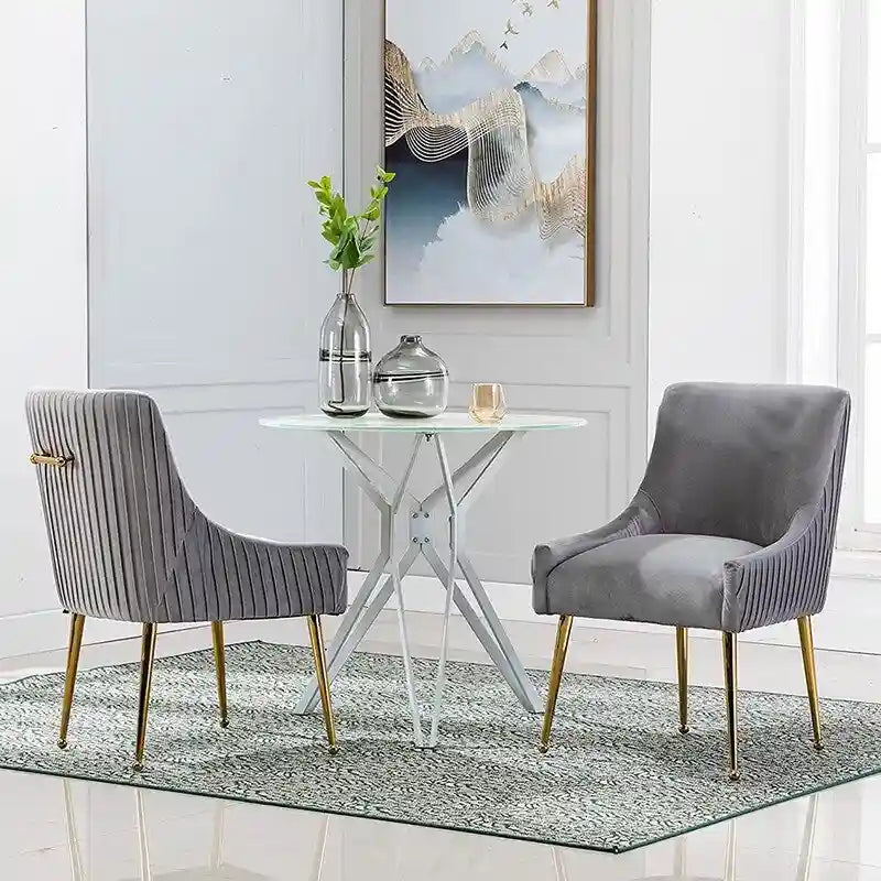 Ensemble de 8 chaises de salle à manger glamour en velours capitonné avec pieds en métal doré - capacité de 250 lb