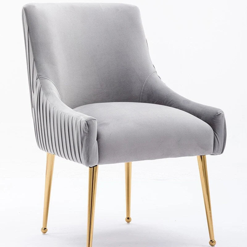 Ensemble de 8 chaises de salle à manger glamour en velours capitonné avec pieds en métal doré - capacité de 250 lb