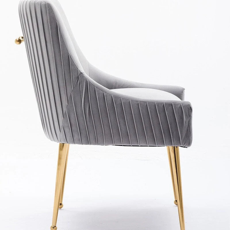 Ensemble de 8 chaises de salle à manger glamour en velours capitonné avec pieds en métal doré - capacité de 250 lb