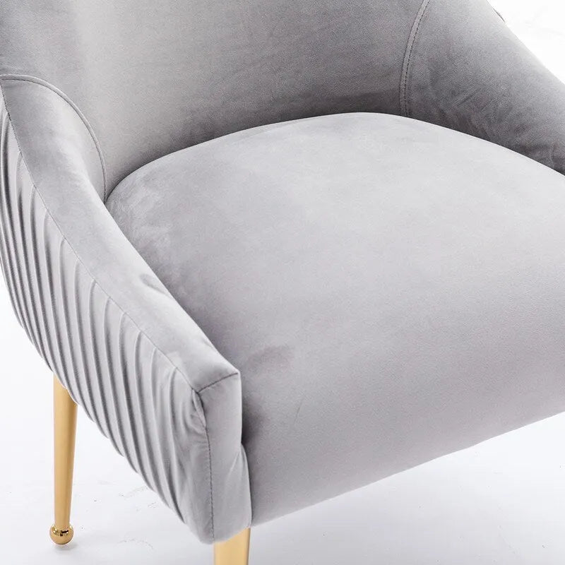 Ensemble de 8 chaises de salle à manger glamour en velours capitonné avec pieds en métal doré - capacité de 250 lb