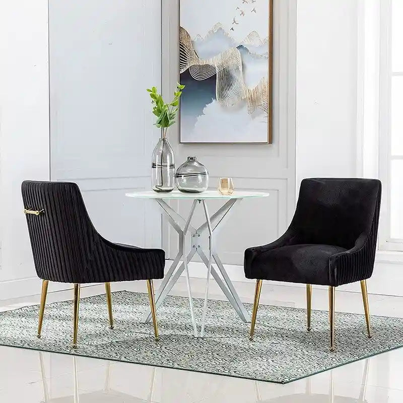 Ensemble de 8 chaises de salle à manger glamour en velours capitonné avec pieds en métal doré - capacité de 250 lb